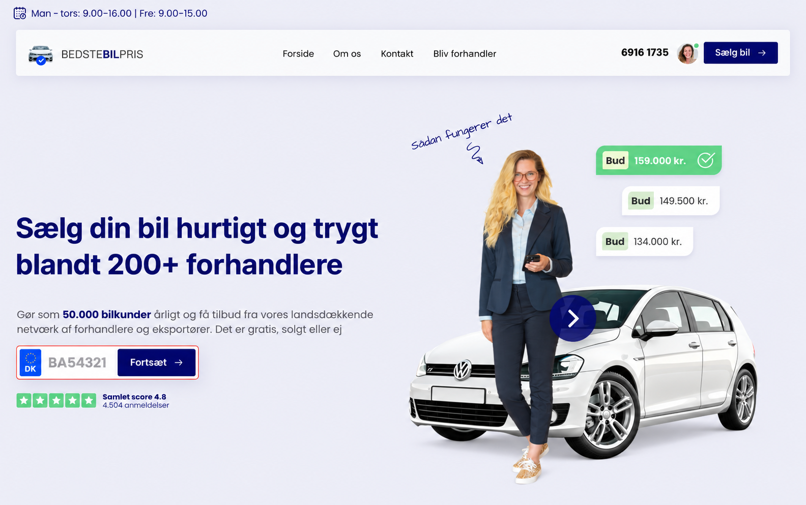 BedsteBilPris.dk forside